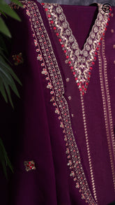 Byzantine Purple & Gold Soft Silk Brocade Zari Gota Patti Designer Salwar